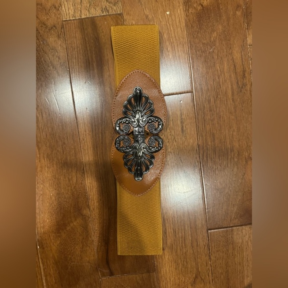 Brown and Silver Leather Belt Bag with Ornate Detailing